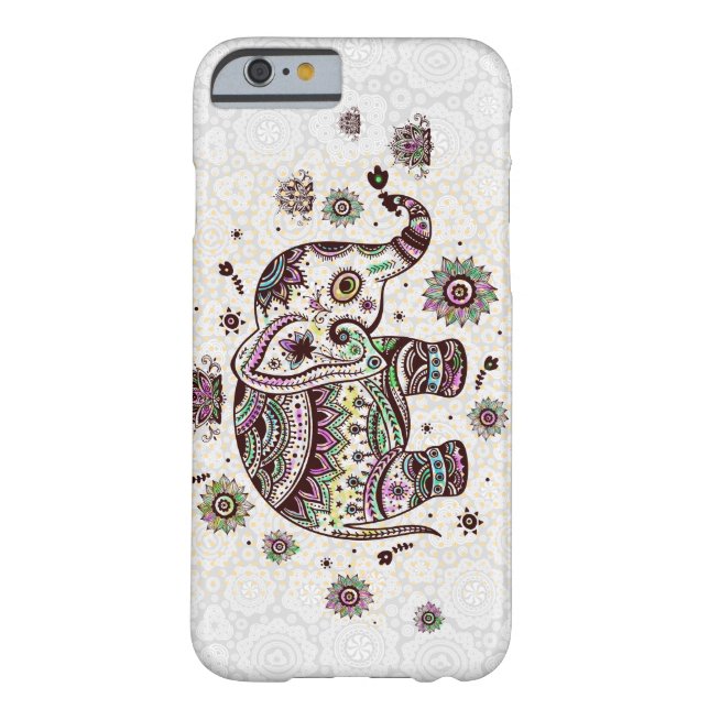 Pastel Colours Retro Flowers & Elephant Case-Mate iPhone Case (Back)