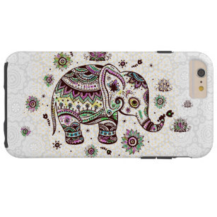 Pastel Colours Retro Flowers & Elephant Tough iPhone 6 Plus Case