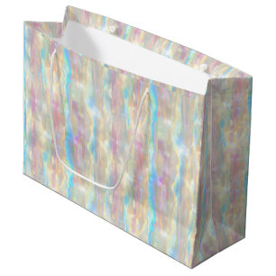 Pastel Colours Shimmering Iridescent Stripes Patte Large Gift Bag
