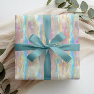 Pastel Colours Shimmering Iridescent Stripes Patte Wrapping Paper