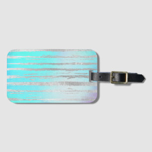 Pastel Colours Silver Detail Unicorn Rainbow Luggage Tag