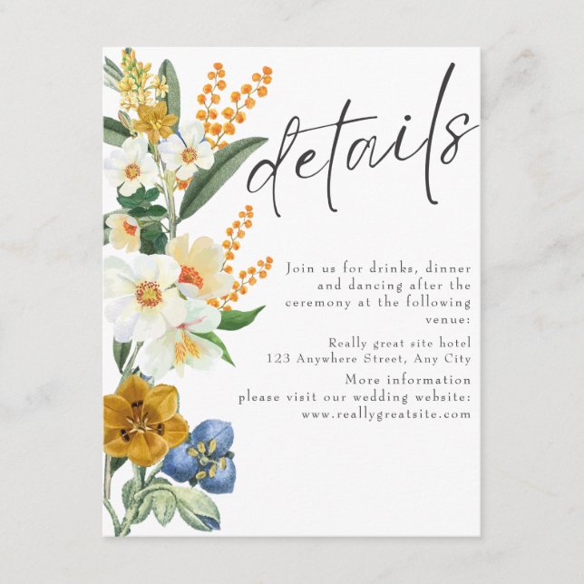 Pastel colours Spring Garden Wildflowers wedding Enclosure Card (Front)