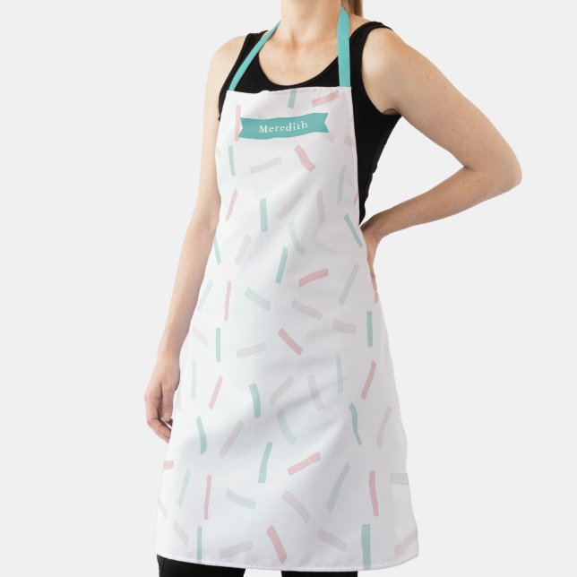 Pastel Colours Sprinkles White Apron (Insitu)