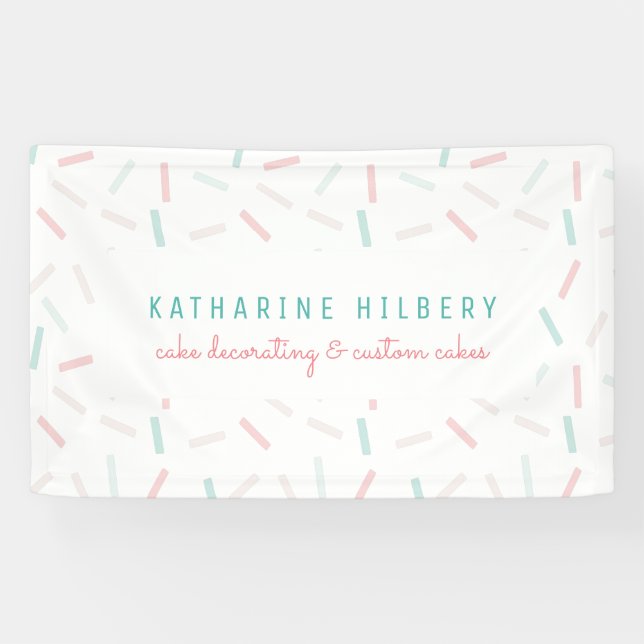 Pastel Colours Sprinkles White Cake Decorating Banner (Horizontal)