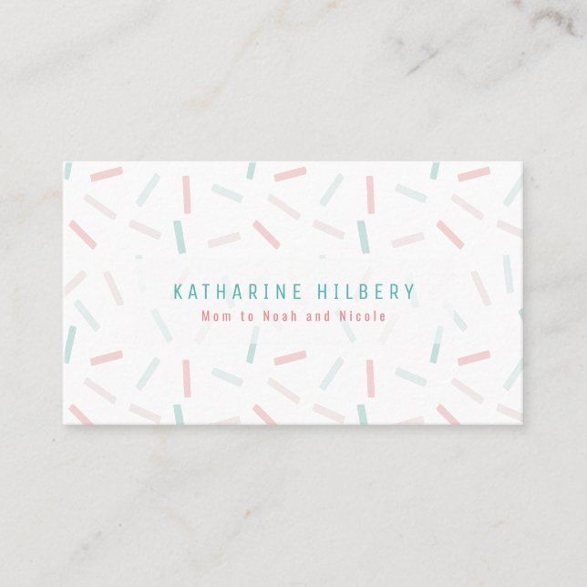 Pastel Colours Sprinkles White Mummy Business Card (Front)
