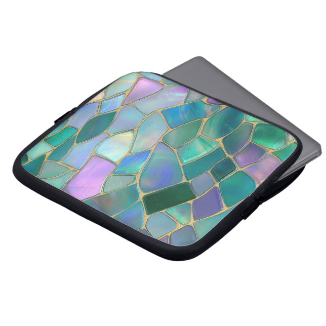 Pastel colours stained glass mosaic pattern laptop sleeve (Front Top)