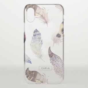 Pastel colours tribal feathers pattern iPhone XS case