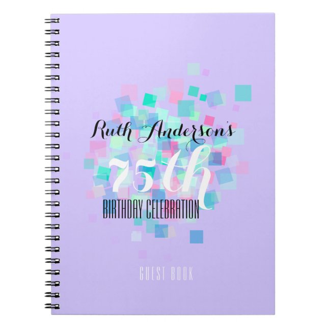 Pastel Colours V 75th Birthday Party Guest Book (Front)