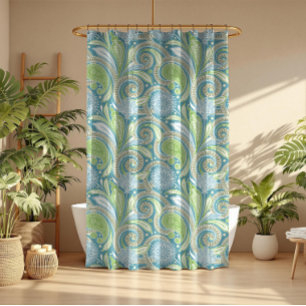 Pastel colours vintage floral paisley pattern shower curtain