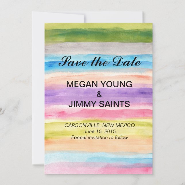 pastel colours watercolor save the date (Front)
