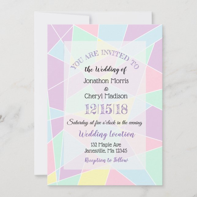 Pastel Colours Wedding invitations (Front)