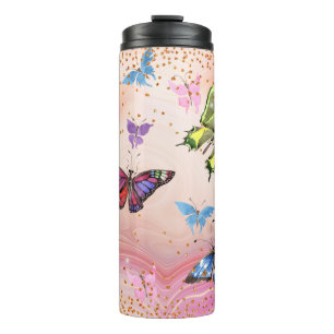 Pastel Colours with Butterflies Thermal Tumbler