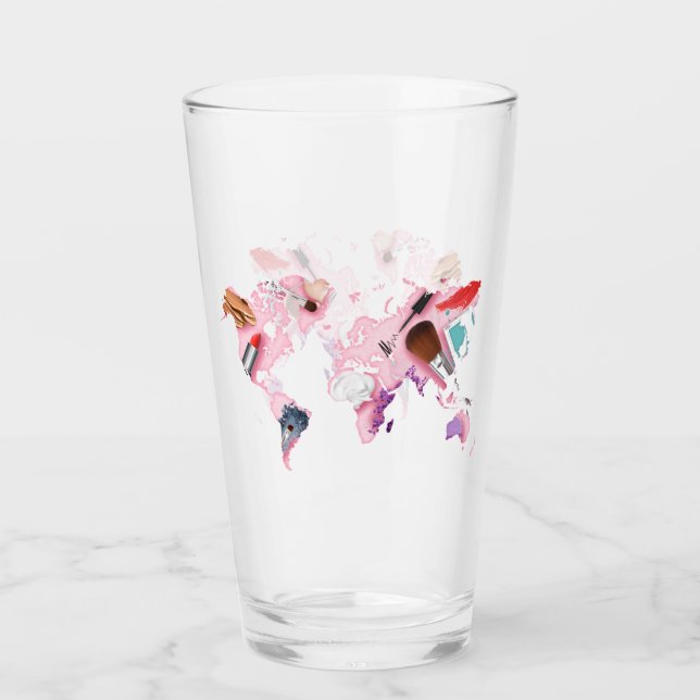 Pastel Comestics World Map Glass (Front)