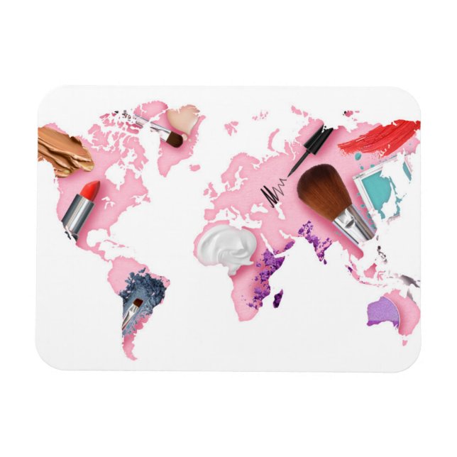 Pastel Comestics World Map Magnet (Horizontal)