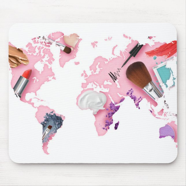 Pastel Comestics World Map Mouse Pad (Front)