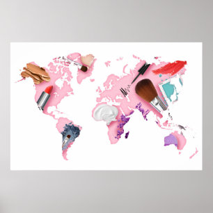 Pastel Comestics World Map Poster