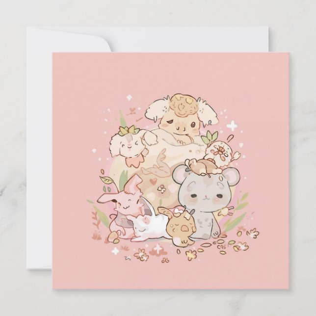 Pastel Companions in Bloom Invitation (Front)