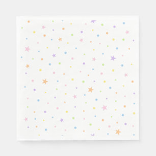 Pastel Confetti and Stars White Party Napkins
