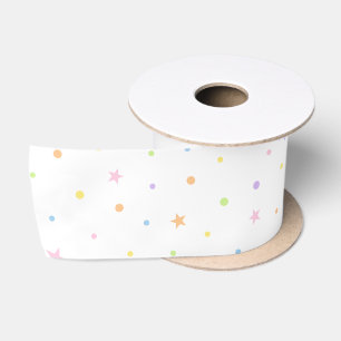 Pastel Confetti Birthday Party Ribbon Satin Ribbon