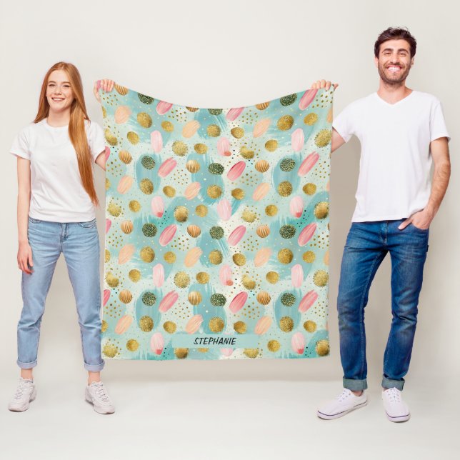 Pastel Confetti Glitter Abstract Pattern (2) Fleece Blanket (In Situ)