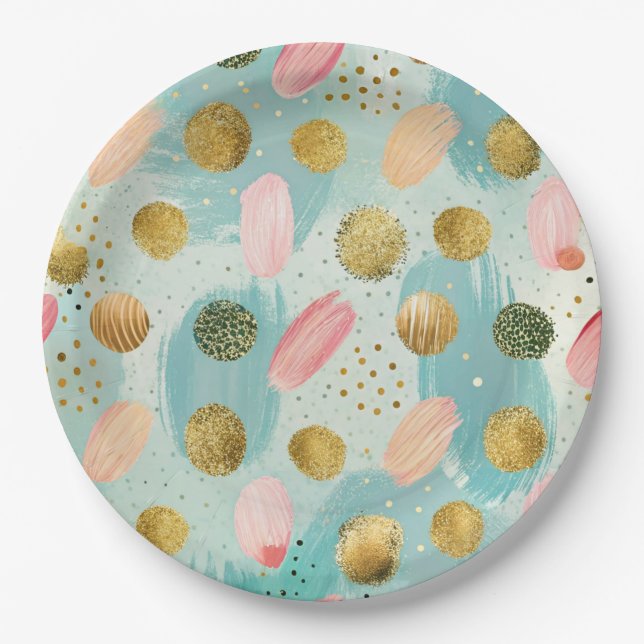Pastel Confetti Glitter Abstract Pattern (2) Paper Plate (Front)