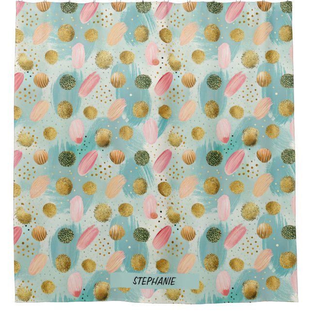 Pastel Confetti Glitter Abstract Pattern (2) Shower Curtain (Front)
