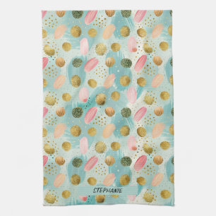 Pastel Confetti Glitter Abstract Pattern (2) Tea Towel