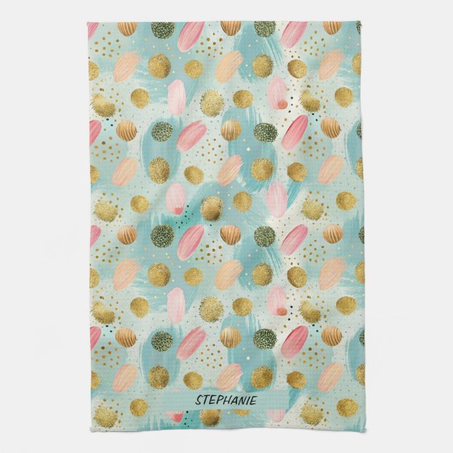 Pastel Confetti Glitter Abstract Pattern (2) Tea Towel (Vertical)