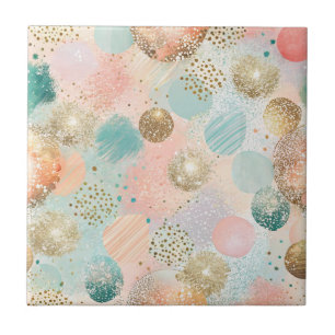 Pastel Confetti Glitter Abstract Pattern Ceramic Tile
