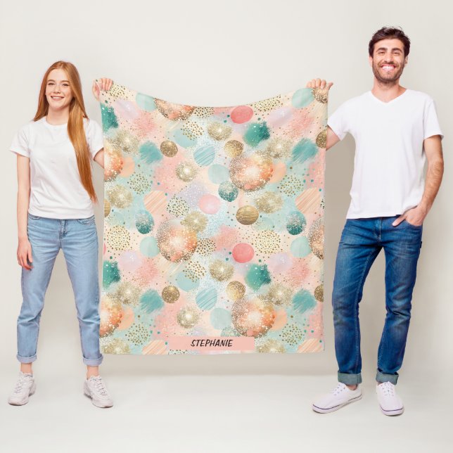Pastel Confetti Glitter Abstract Pattern Fleece Blanket (In Situ)