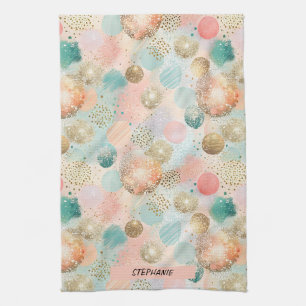 Pastel Confetti Glitter Abstract Pattern Tea Towel