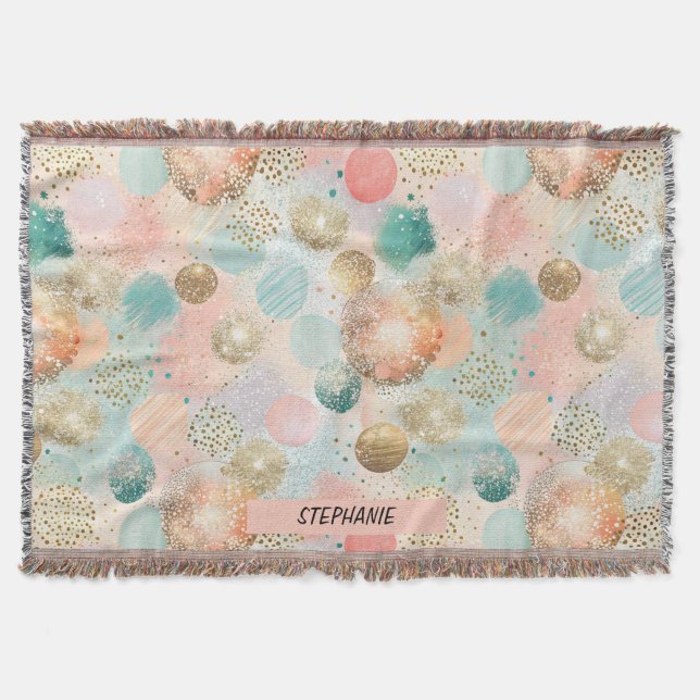 Pastel Confetti Glitter Abstract Pattern Throw Blanket (Front)