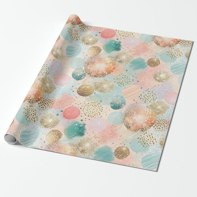 Pastel Confetti Glitter Abstract Pattern Wrapping Paper (Unrolled)