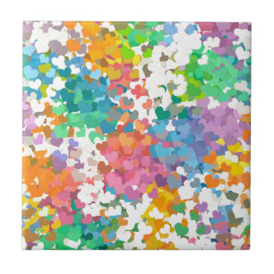Pastel Confetti Hearts Ceramic Tile