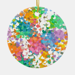 Pastel Confetti Hearts Ceramic Tree Decoration
