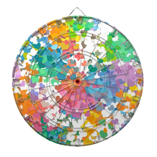 Pastel Confetti Hearts Dartboard (Front)
