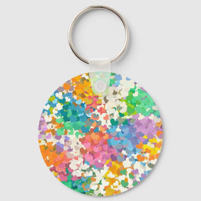 Pastel Confetti Hearts Key Ring (Front)