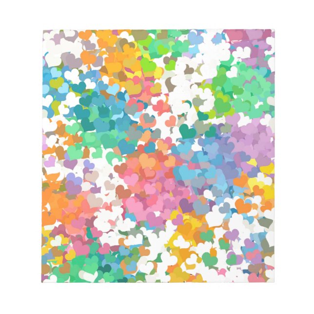 Pastel Confetti Hearts Notepad (Front)