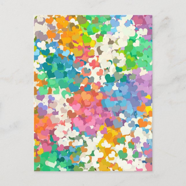 Pastel Confetti Hearts Postcard (Front)