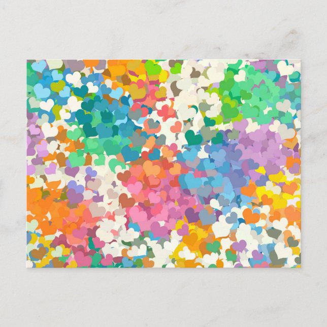 Pastel Confetti Hearts Postcard (Front)