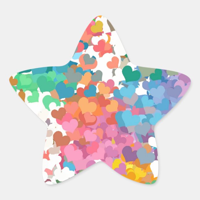 Pastel Confetti Hearts Star Sticker (Front)