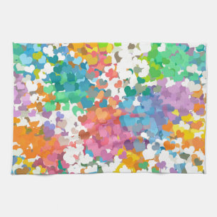 Pastel Confetti Hearts Tea Towel