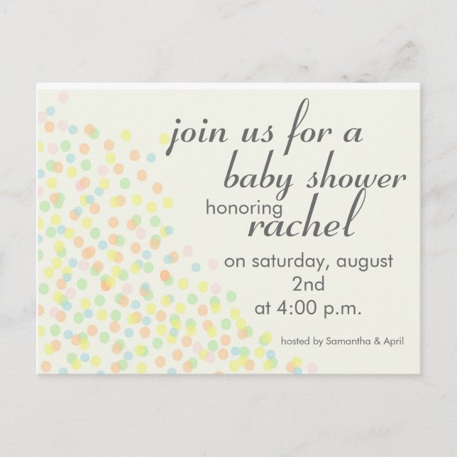 Pastel Confetti Stationary Invitation Postcard (Front)