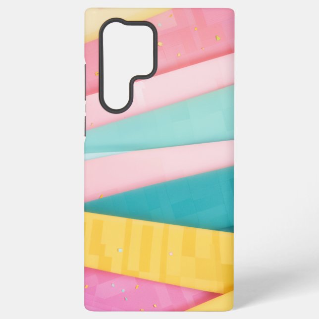 Pastel Confetti Stripes Samsung Galaxy S22 Ultra Case (Back)