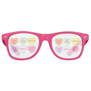 Pastel Conversation Candy Hearts Valentine's Day Retro Sunglasses