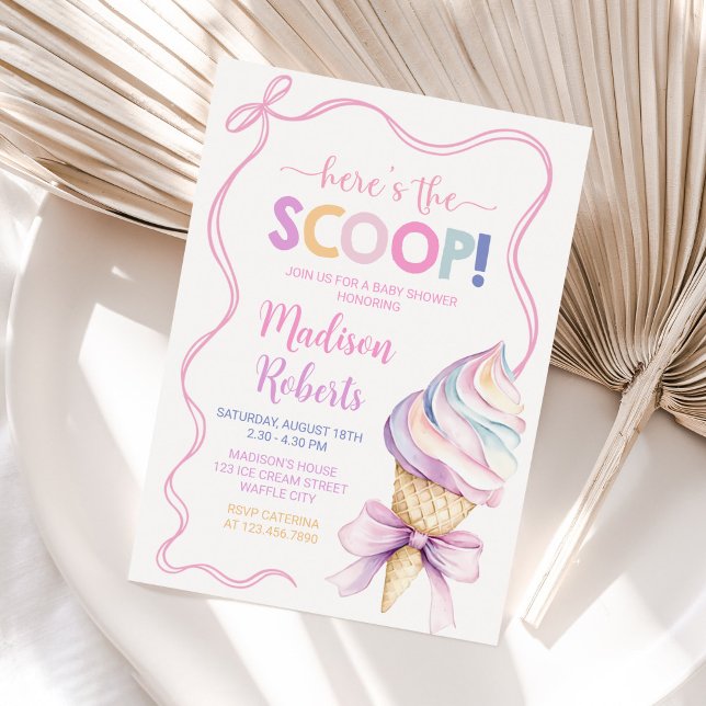 Pastel Coquette Ice Cream Girl Baby Shower Invitation (Creator Uploaded)