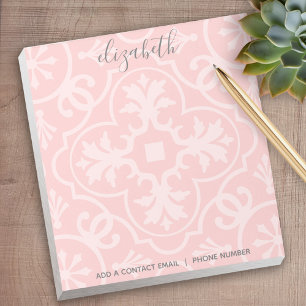 Pastel Coral and Grey Farmhouse Tile for Women Notepad