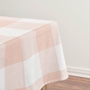 Pastel Coral and White Gingham Pattern Tablecloth