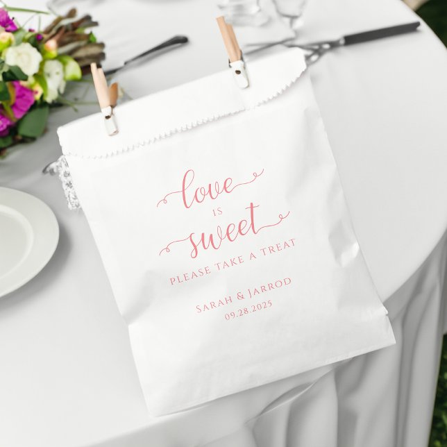 Pastel Coral Pink Sweet Treat Wedding  Favour Bag (Pastel Coral Pink Sweet Treat Wedding Favor Bag)