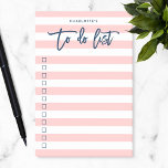Pastel Coral Pink & White Stripes Blue To Do List Post-it Notes<br><div class="desc">Preppy To Do List Post-it® Notes pad featuring the words "To do list" and checkboxes in blue against a pastel coral pink and white stripes background. Personalise by replacing the placeholder text with your own information. For more options such as to change the font and it's size/colour or the spacing...</div>